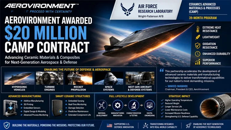 AeroVironment Secures $20 Million AFRL Contract to Advance Ceramic Matrix Composites for Future Air and Space Systems