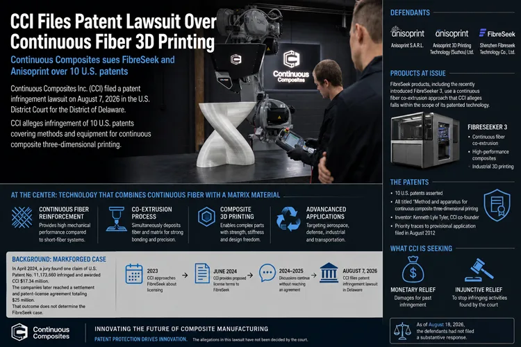 Continuous Composites FibreSeek patent lawsuit